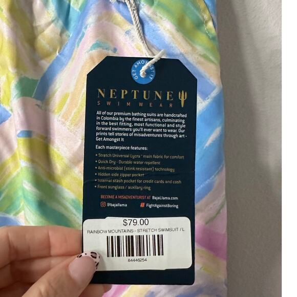 New Baja llama Rainbow Mountains Men's Swim Trunk Size Large - Picture 2 of 3